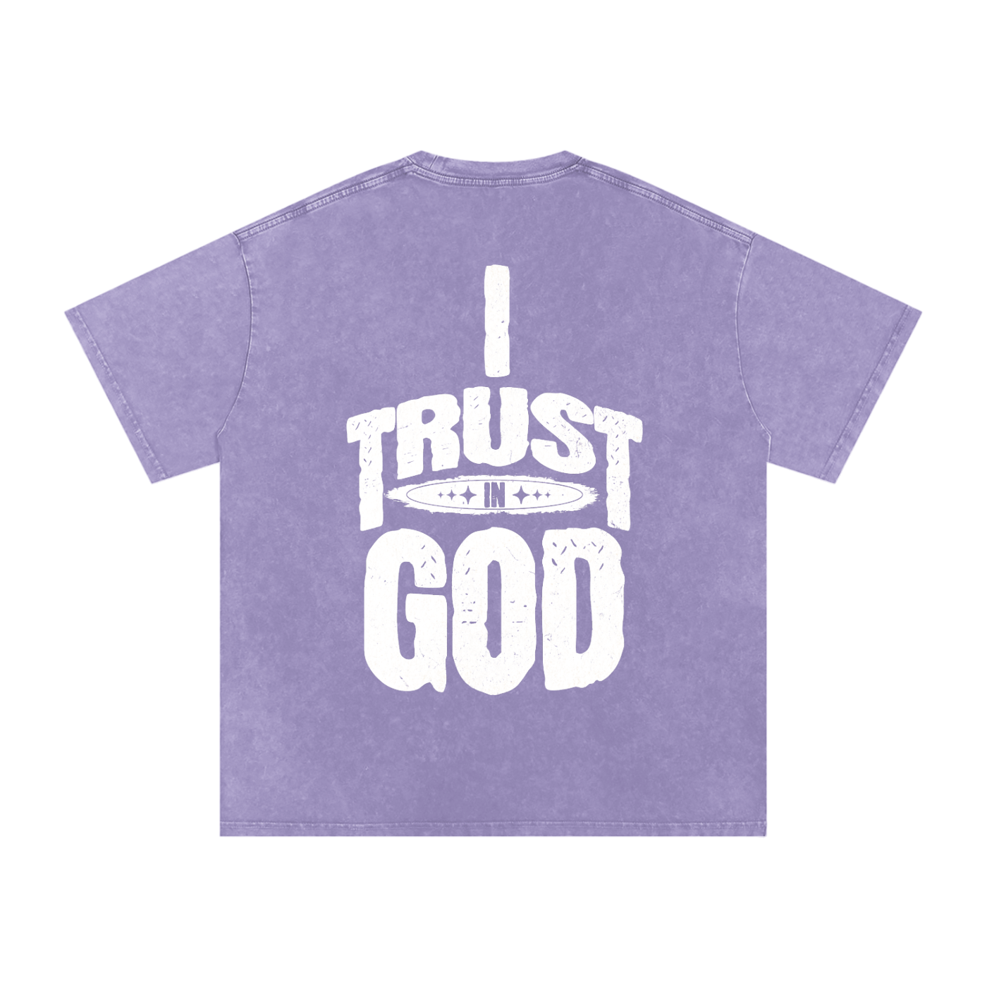 I Trust in God Acid Wash Oversize T-Shirt - 250 GSM