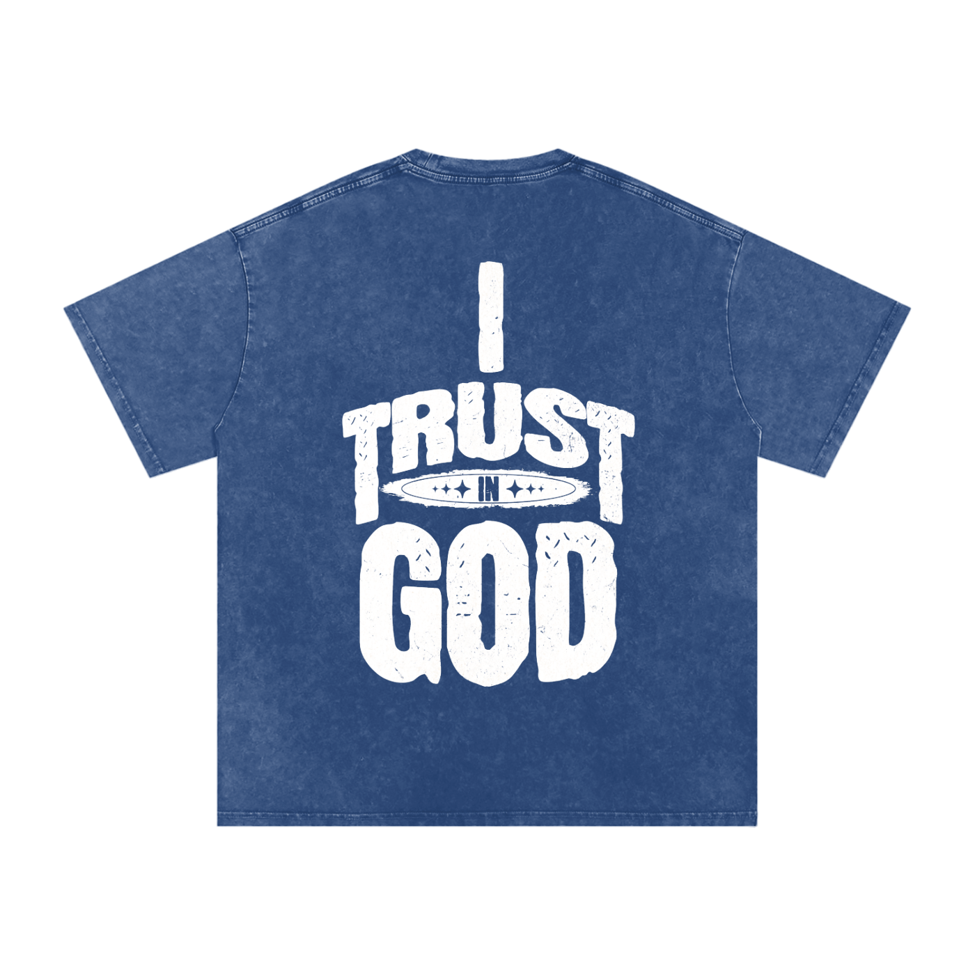 I Trust in God Acid Wash Oversize T-Shirt - 250 GSM