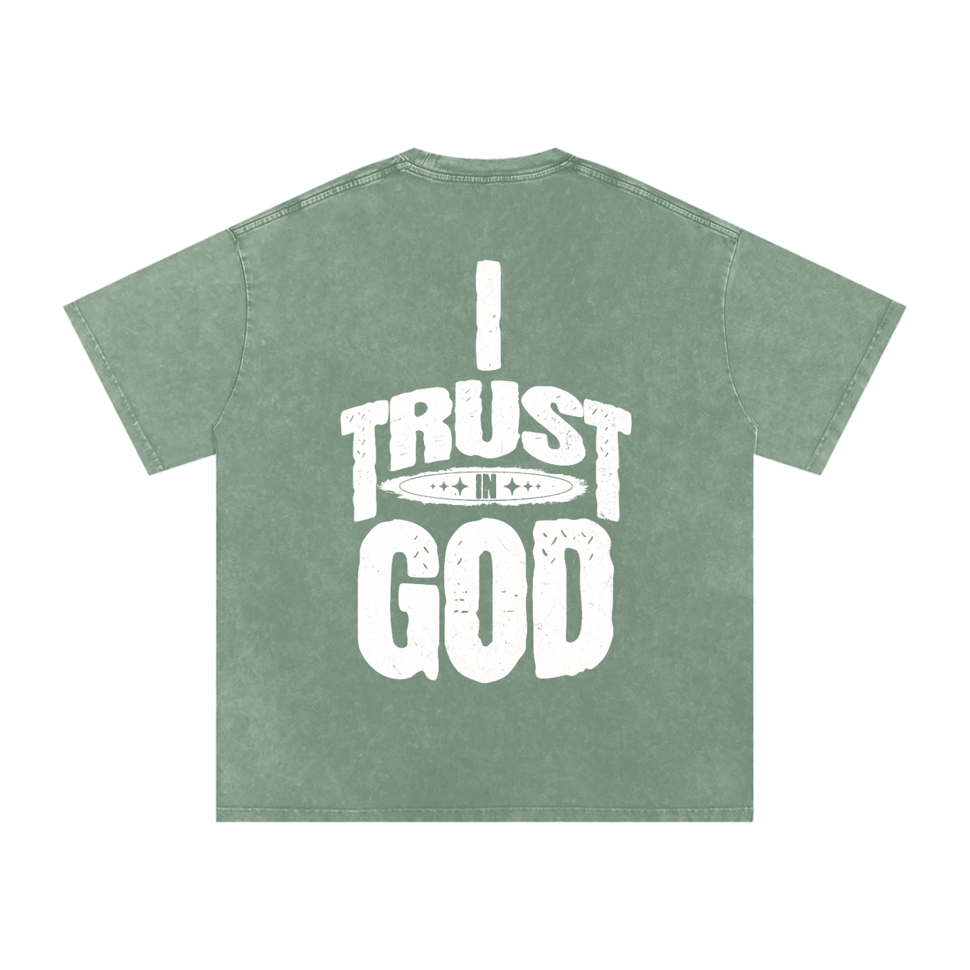 I Trust in God Acid Wash Oversize T-Shirt - 250 GSM