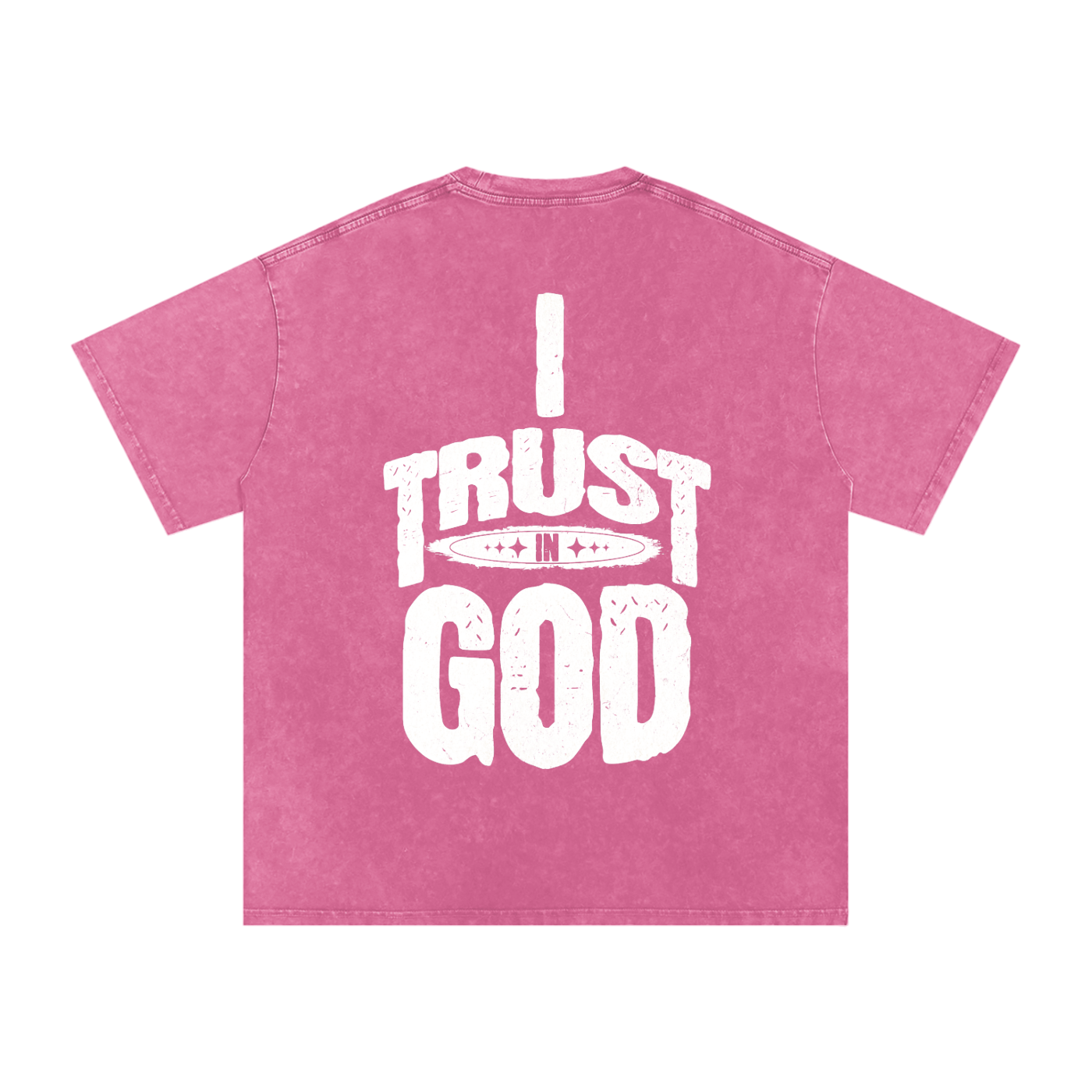 I Trust in God Acid Wash Oversize T-Shirt - 250 GSM