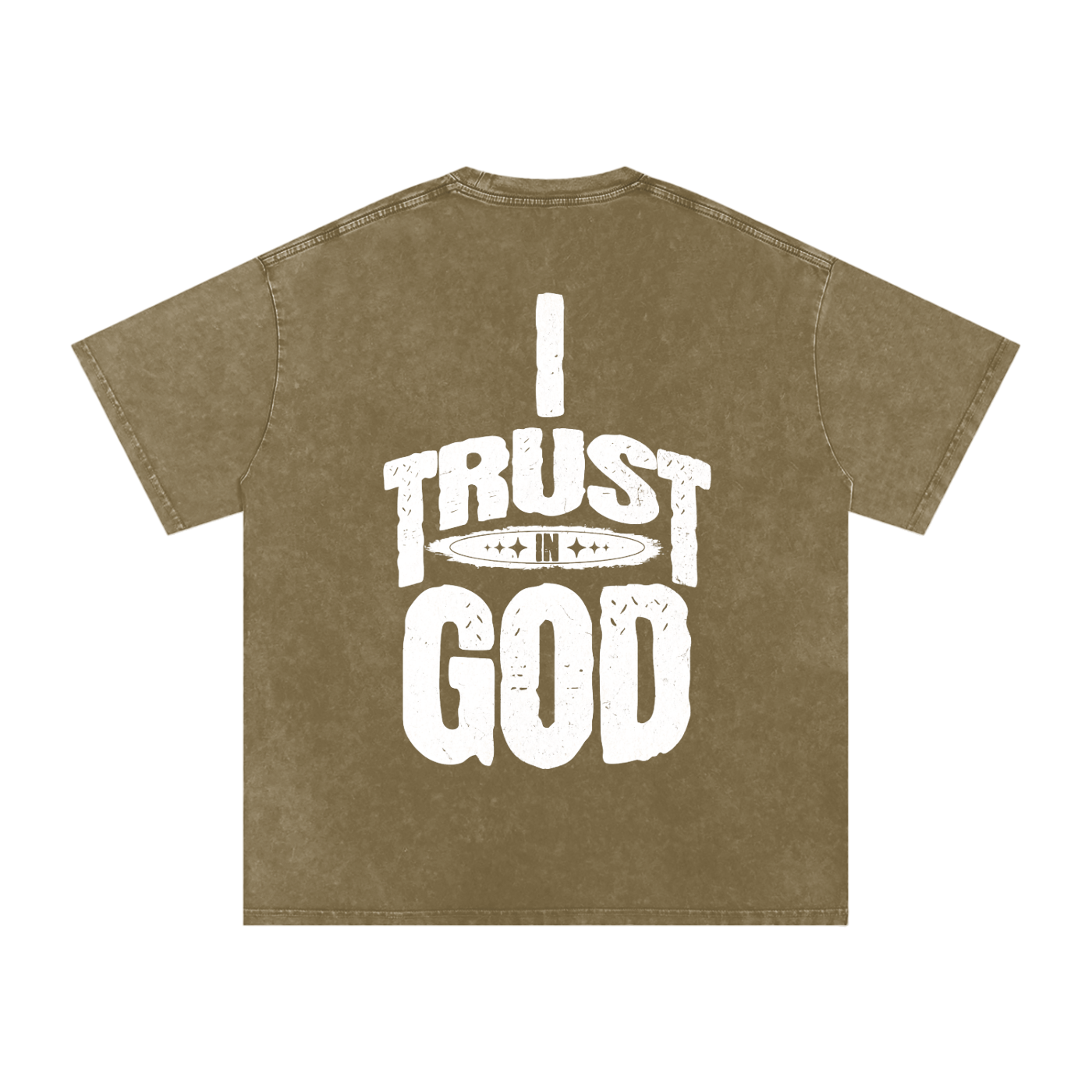 I Trust in God Acid Wash Oversize T-Shirt - 250 GSM