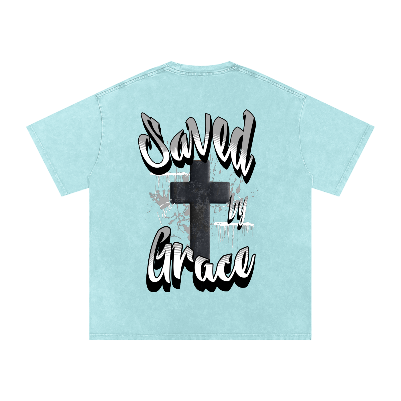 Saved by Grace Acid Wash Oversize T-Shirt - 250 GSM