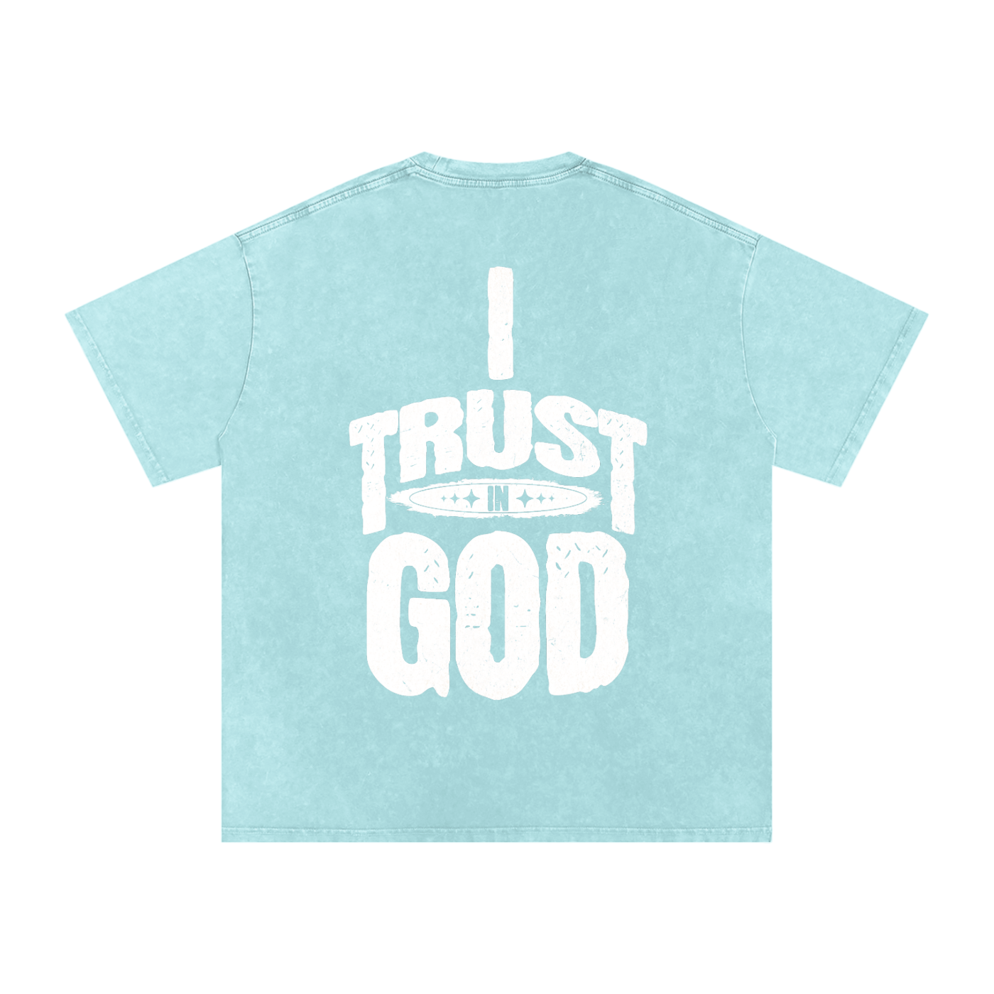 I Trust in God Acid Wash Oversize T-Shirt - 250 GSM
