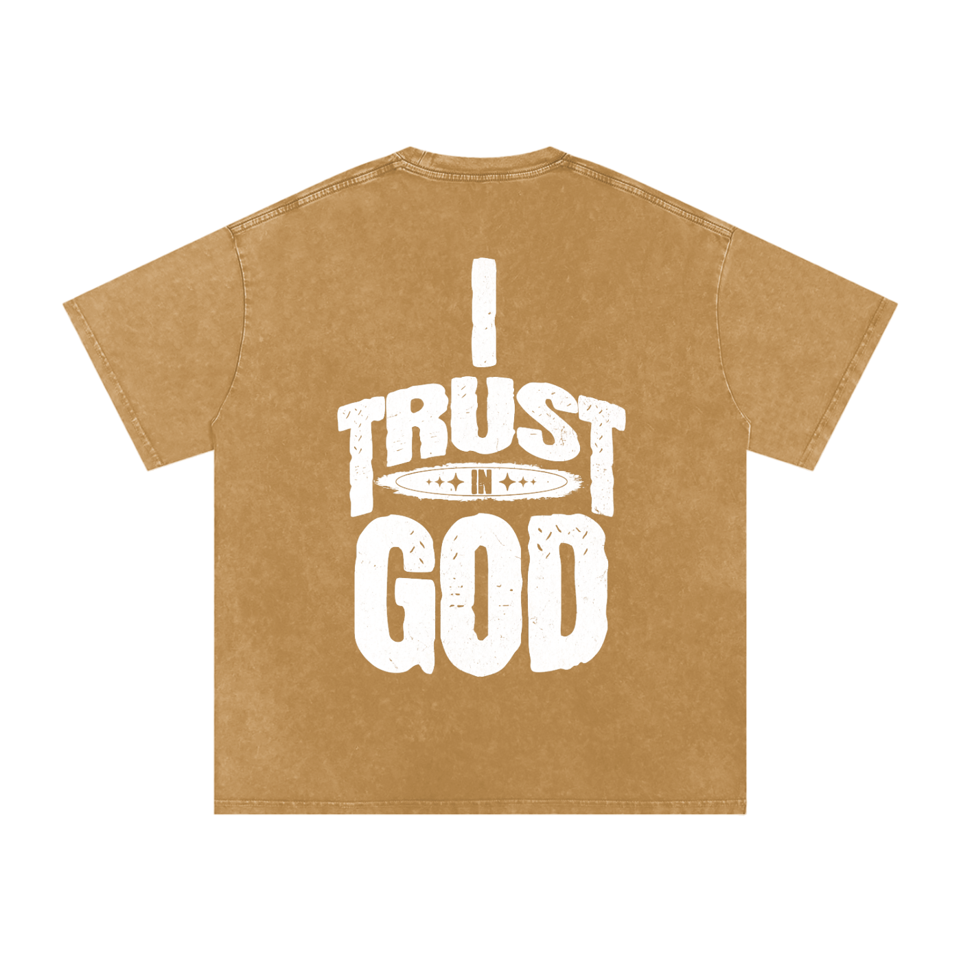 I Trust in God Acid Wash Oversize T-Shirt - 250 GSM
