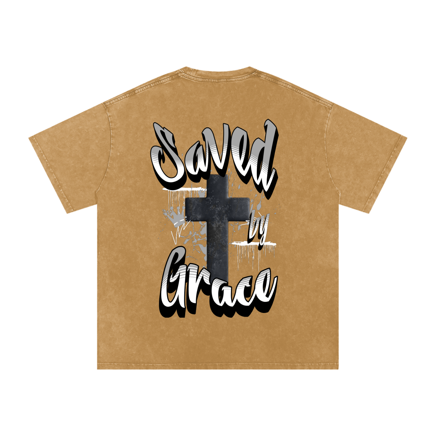 Saved by Grace Acid Wash Oversize T-Shirt - 250 GSM