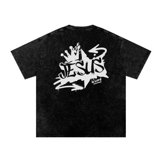 Jesus is Lord Acid Wash Oversize T-Shirt - 250 GSM