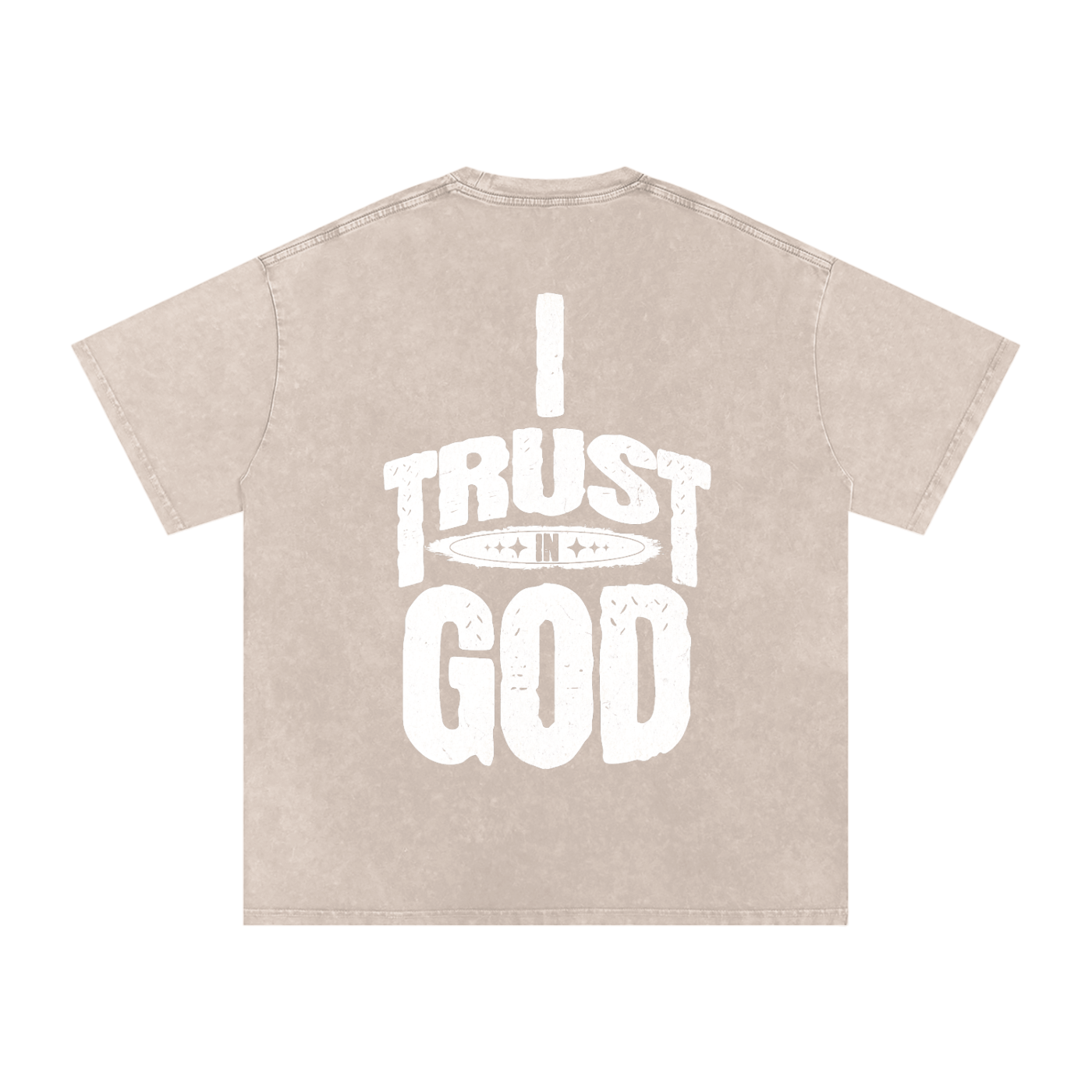 I Trust in God Acid Wash Oversize T-Shirt - 250 GSM
