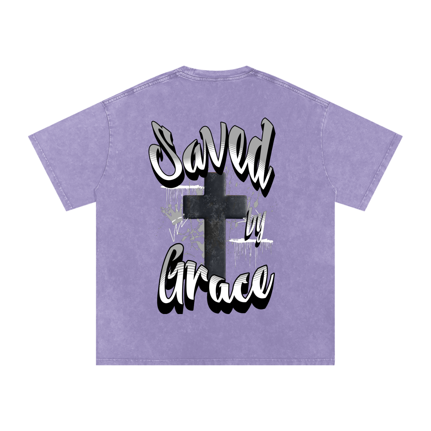 Saved by Grace Acid Wash Oversize T-Shirt - 250 GSM