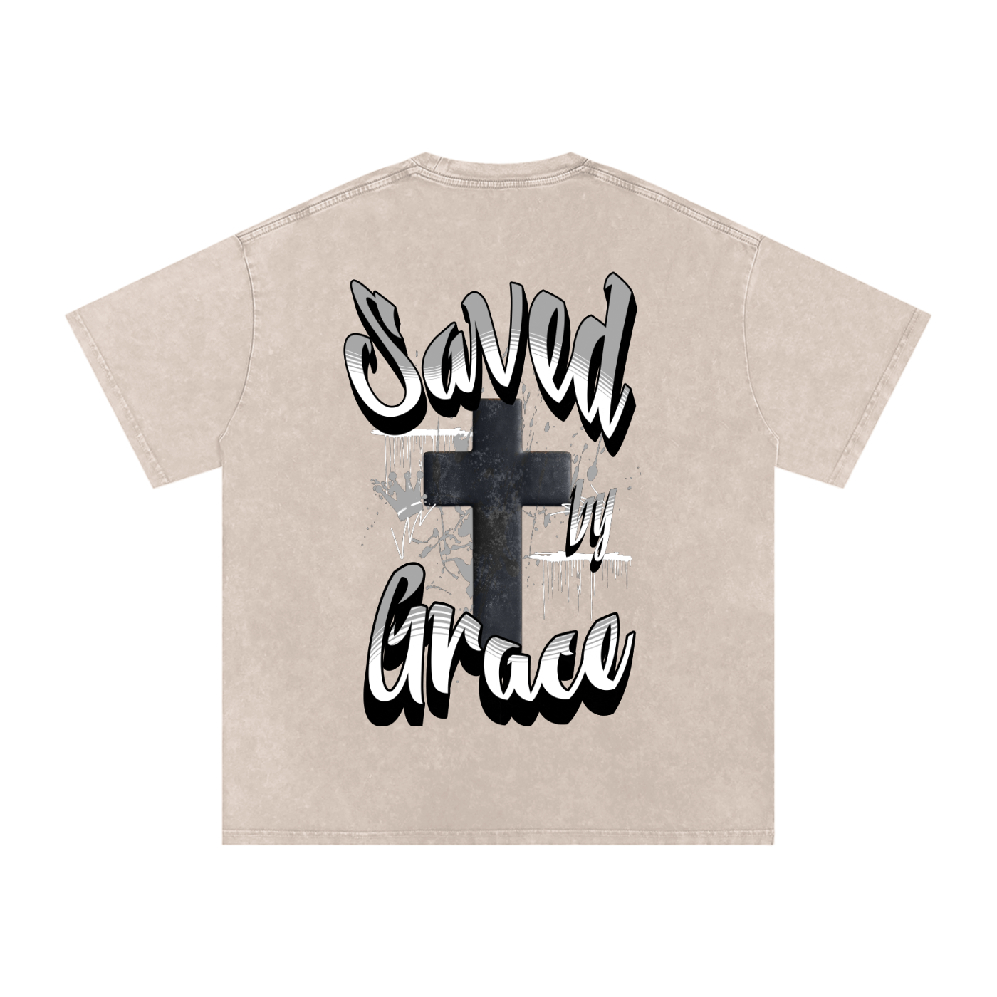 Saved by Grace Acid Wash Oversize T-Shirt - 250 GSM