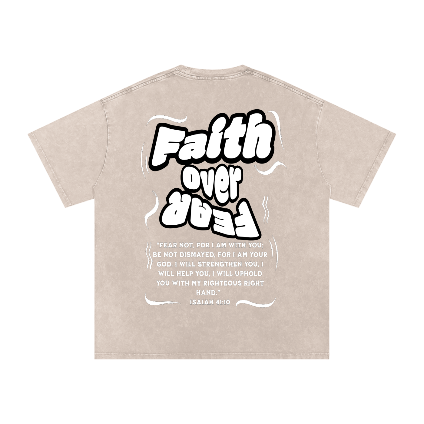 Faith over Fear Acid Wash Oversize T-Shirt - 250 GSM
