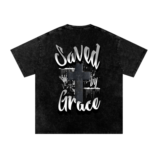 Saved by Grace Acid Wash Oversize T-Shirt - 250 GSM