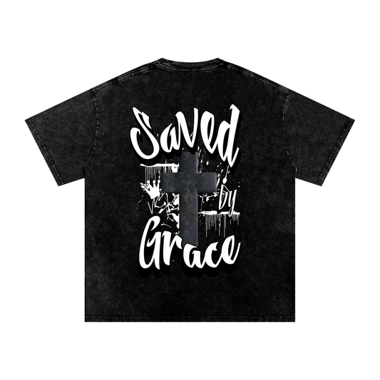 Saved by Grace Acid Wash Oversize T-Shirt - 250 GSM