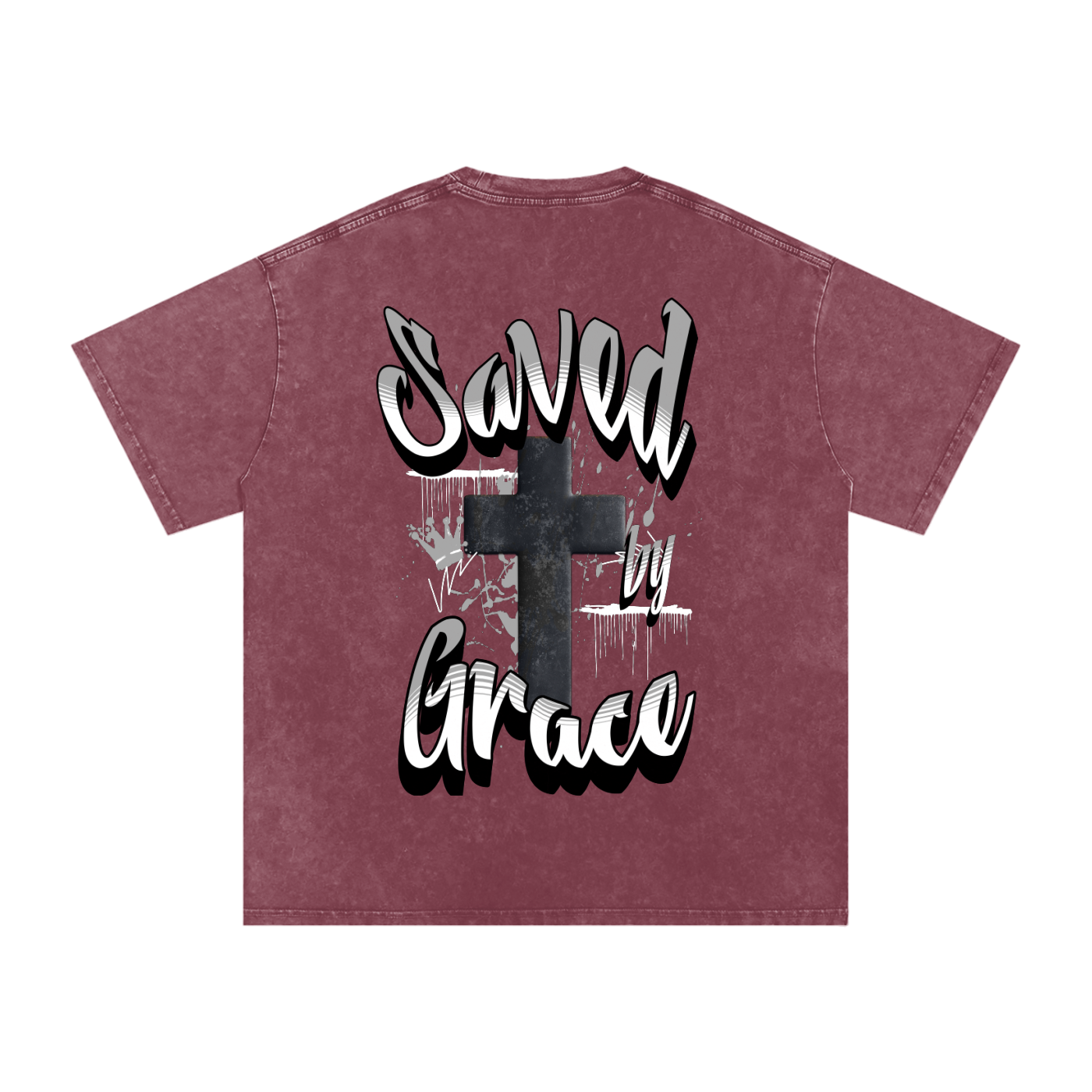 Saved by Grace Acid Wash Oversize T-Shirt - 250 GSM