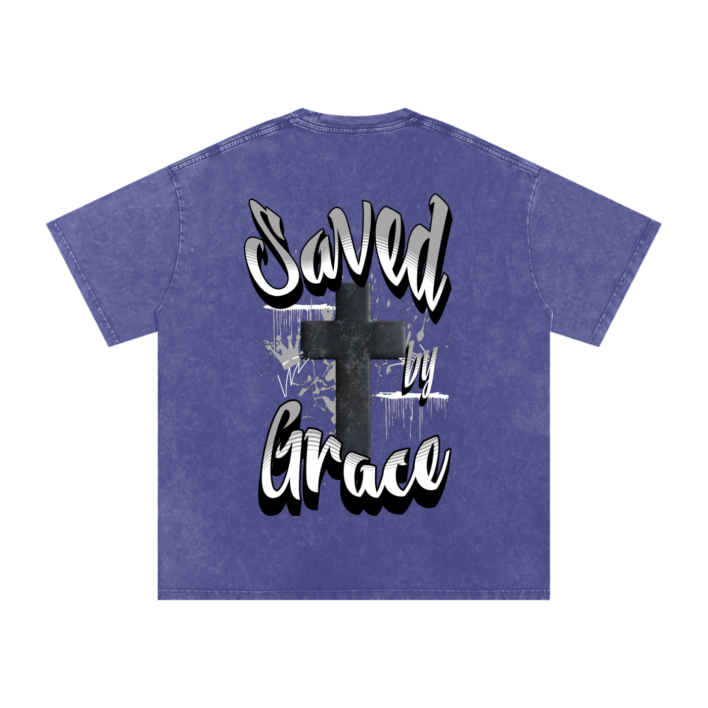 Saved by Grace Acid Wash Oversize T-Shirt - 250 GSM