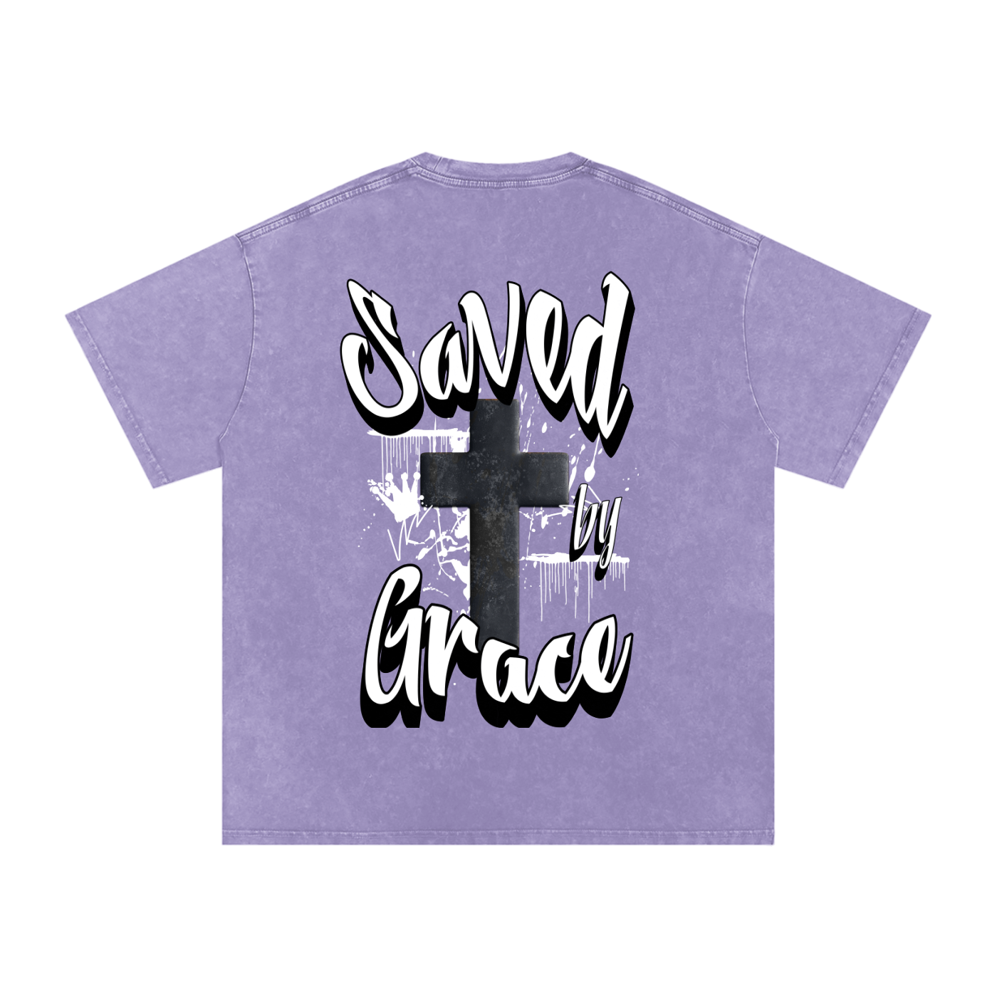 Saved by Grace Acid Wash Oversize T-Shirt - 250 GSM