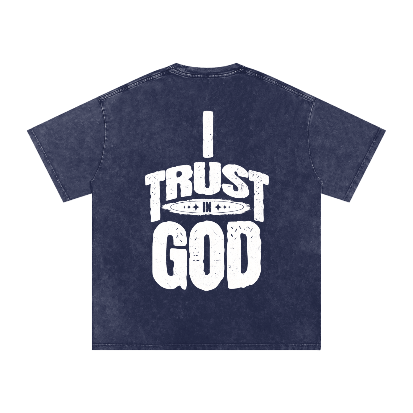 I Trust in God Acid Wash Oversize T-Shirt - 250 GSM