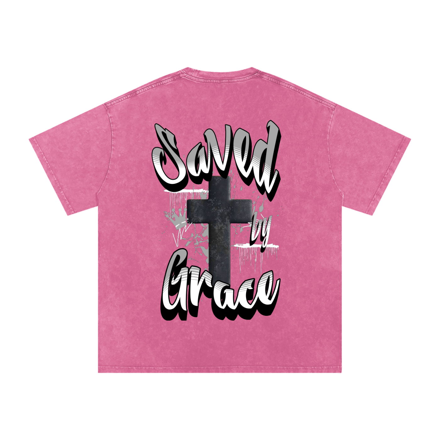 Saved by Grace Acid Wash Oversize T-Shirt - 250 GSM