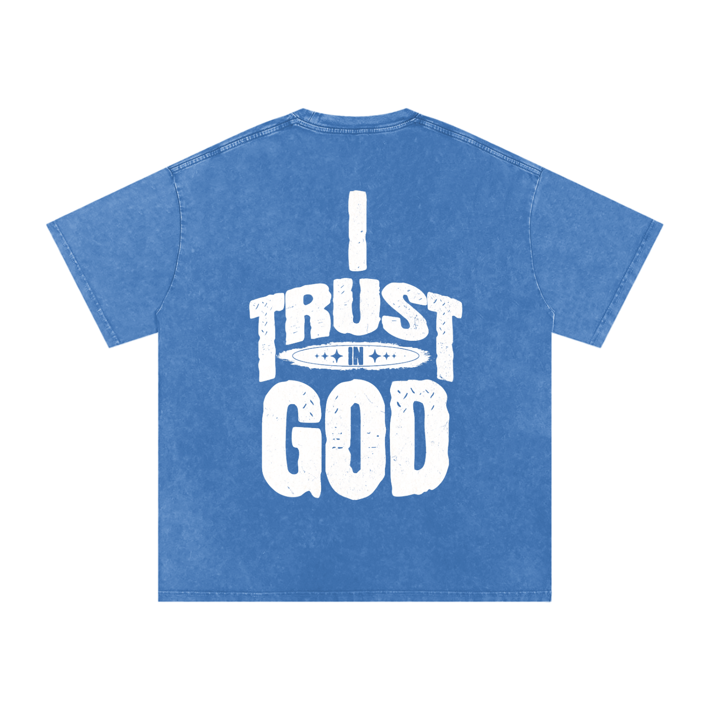 I Trust in God Acid Wash Oversize T-Shirt - 250 GSM