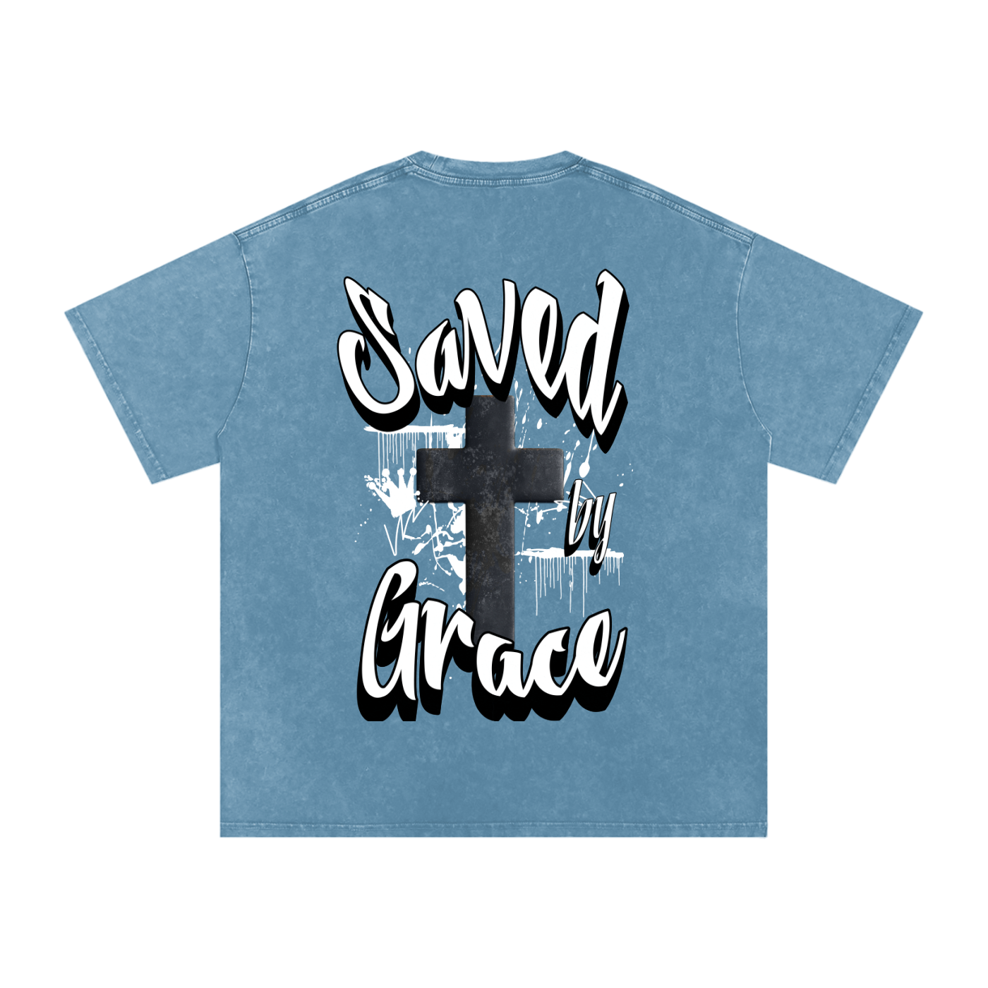 Saved by Grace Acid Wash Oversize T-Shirt - 250 GSM