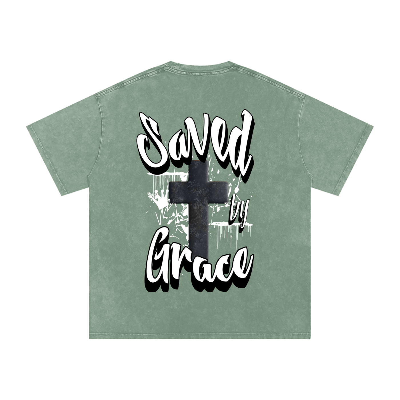 Saved by Grace Acid Wash Oversize T-Shirt - 250 GSM