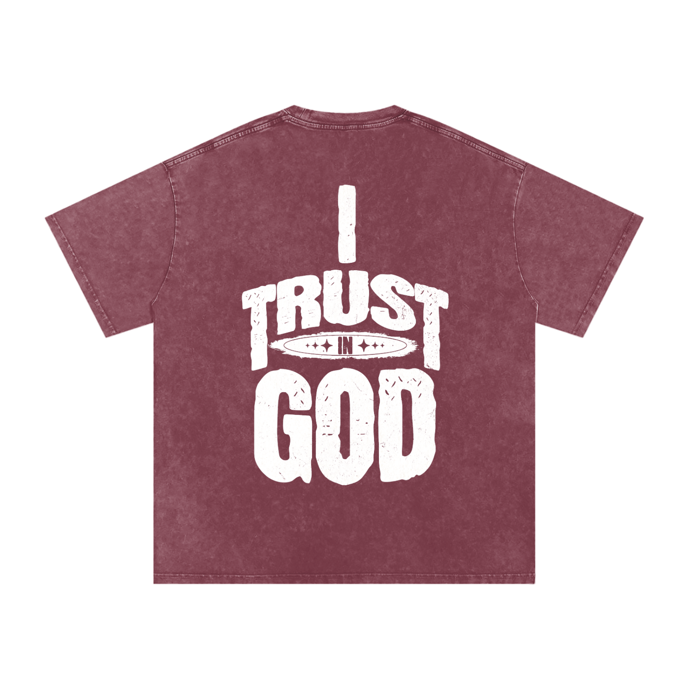 I Trust in God Acid Wash Oversize T-Shirt - 250 GSM