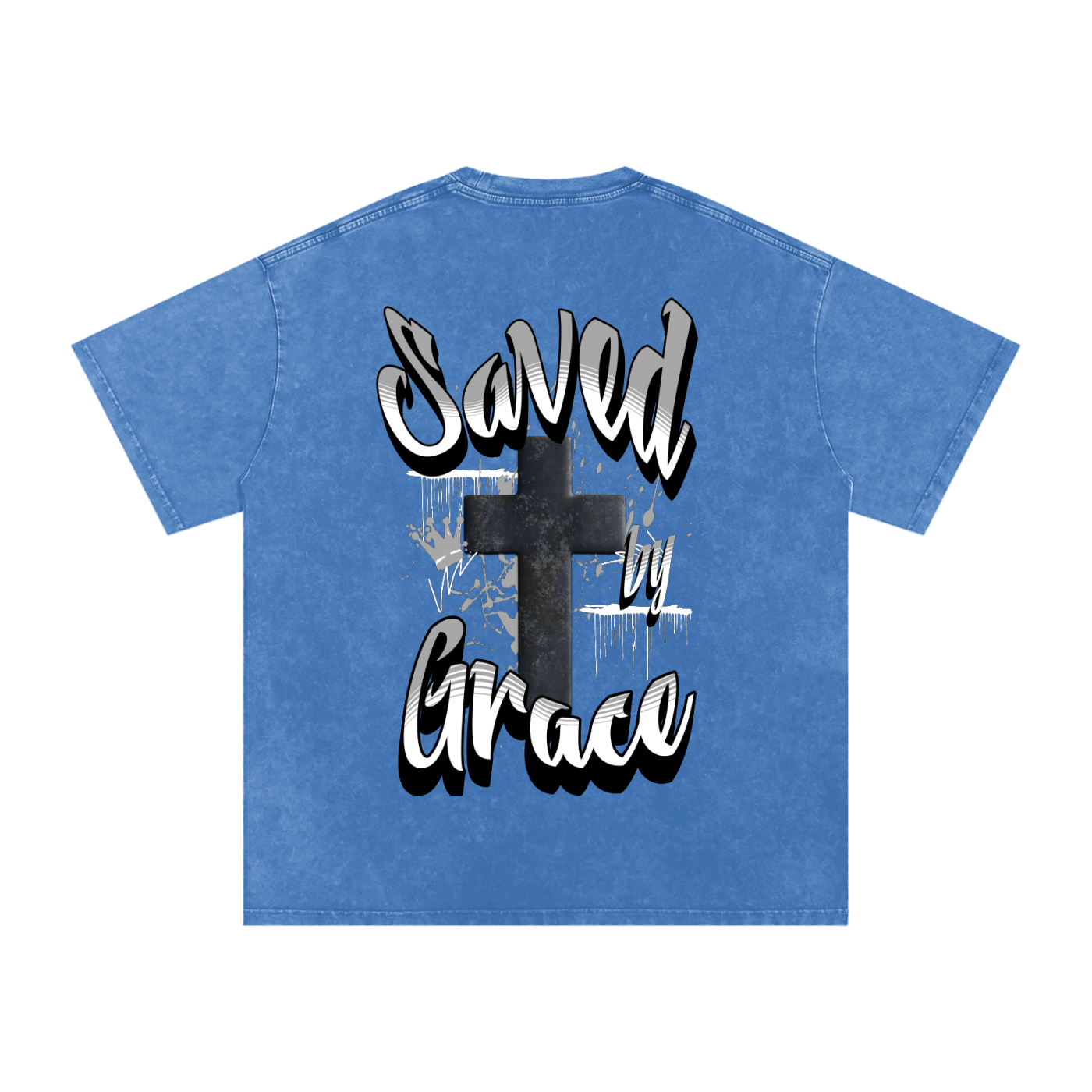 Saved by Grace Acid Wash Oversize T-Shirt - 250 GSM