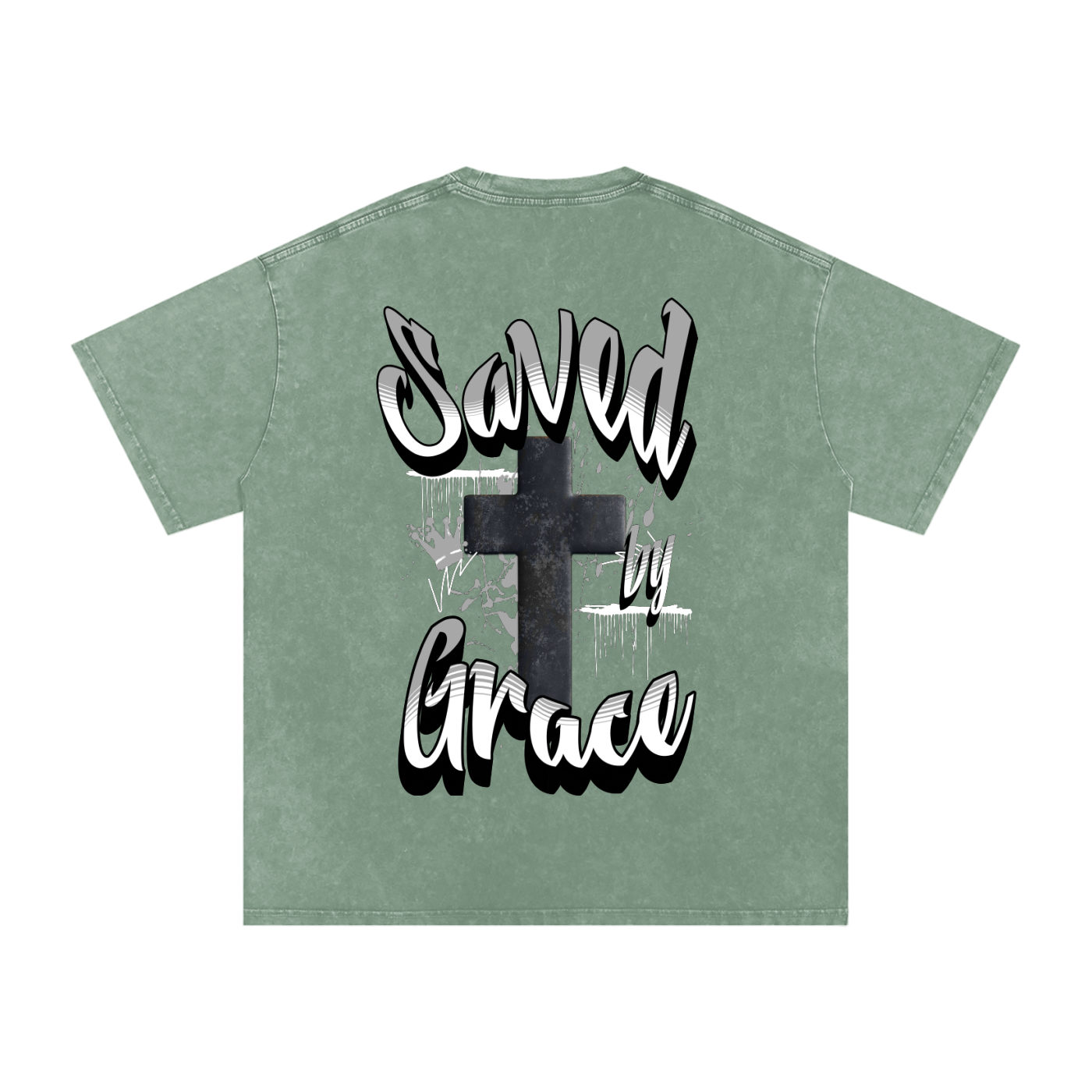 Saved by Grace Acid Wash Oversize T-Shirt - 250 GSM
