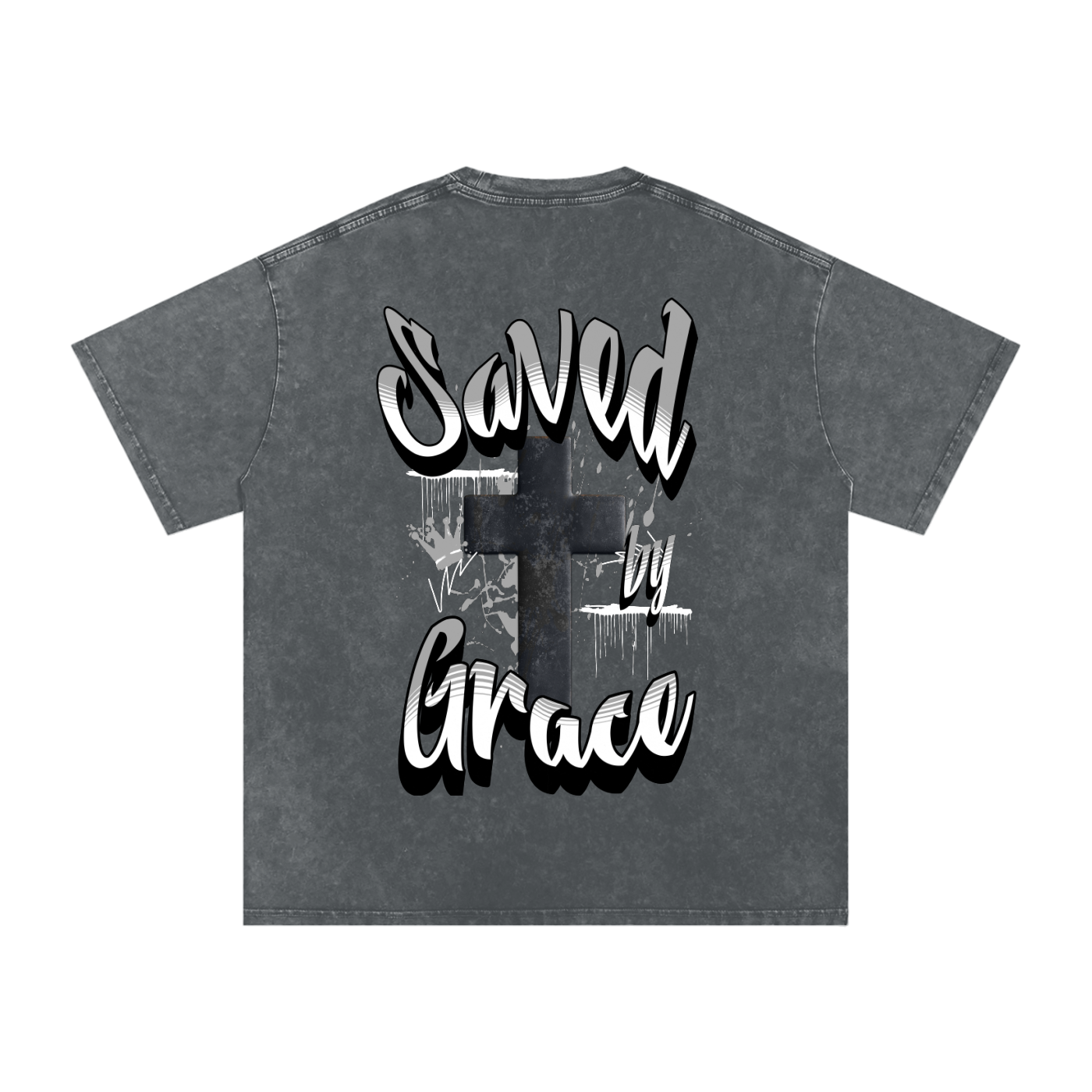 Saved by Grace Acid Wash Oversize T-Shirt - 250 GSM