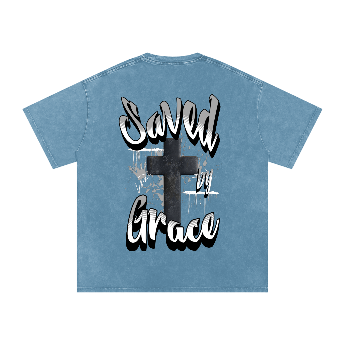 Saved by Grace Acid Wash Oversize T-Shirt - 250 GSM